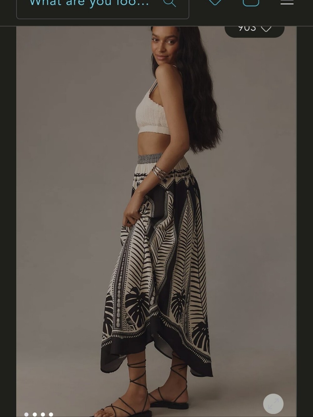 FARM Rio Black and Cream Asymmetrical Maxi Skirt - Picture 2 of 9